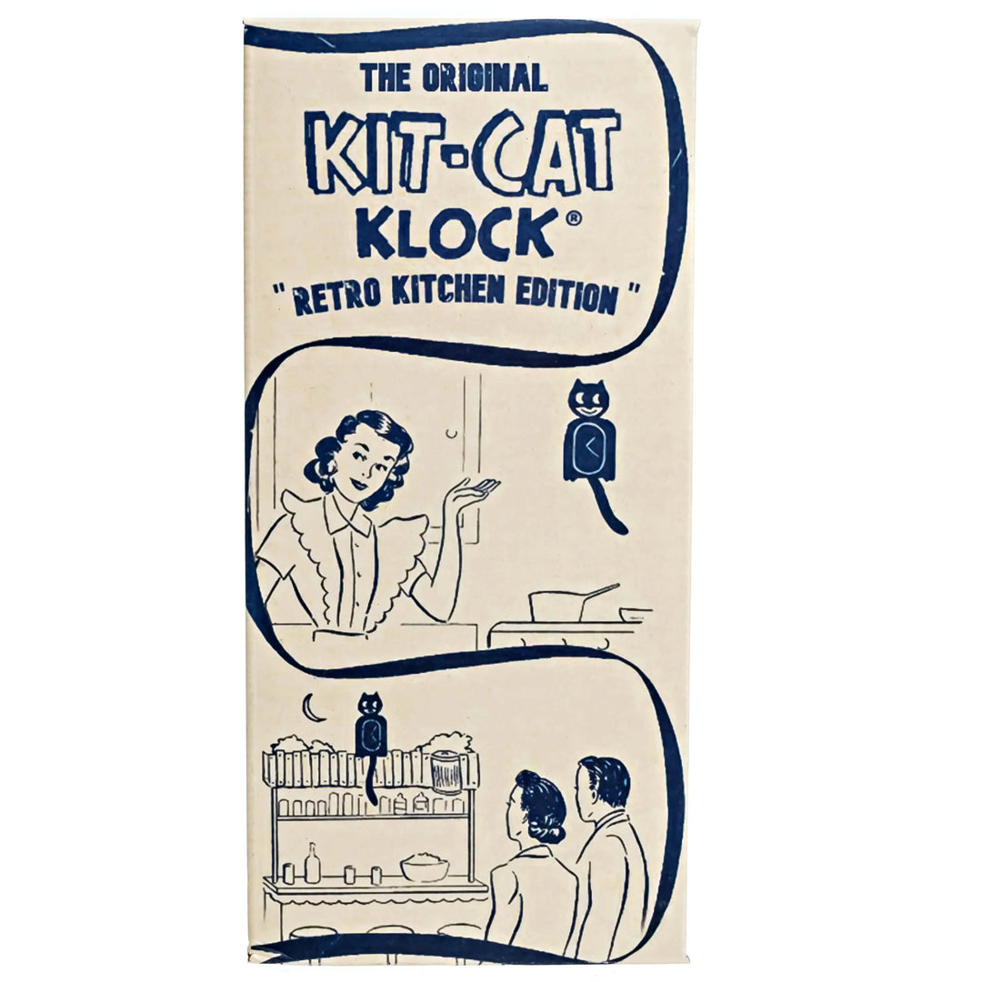 Kit Cat Klocks USA Retro Red Kitchen Edition Gentleman Wall Clock 40cm OPBC-58-RK Box Front
