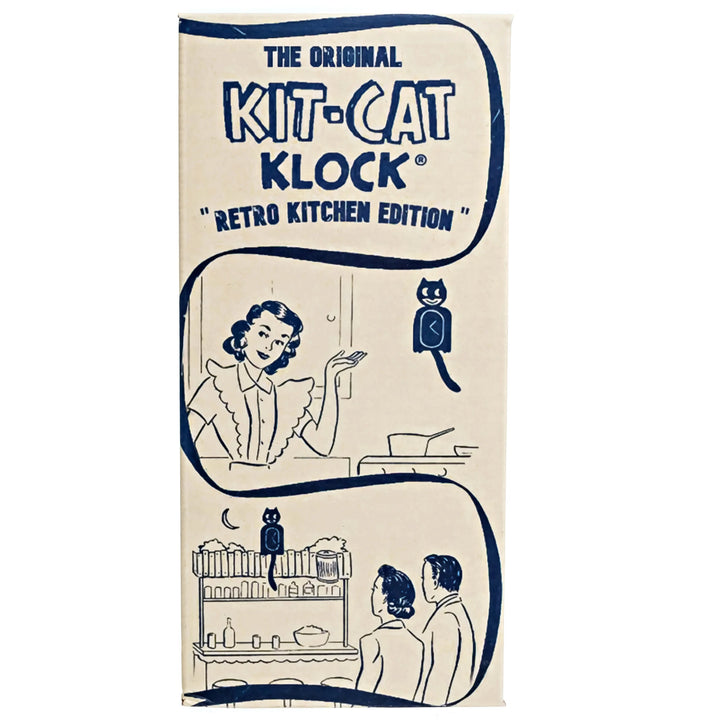 Kit Cat Klocks USA Retro Red Kitchen Edition Gentleman Wall Clock 40cm OPBC-58-RK Box Front