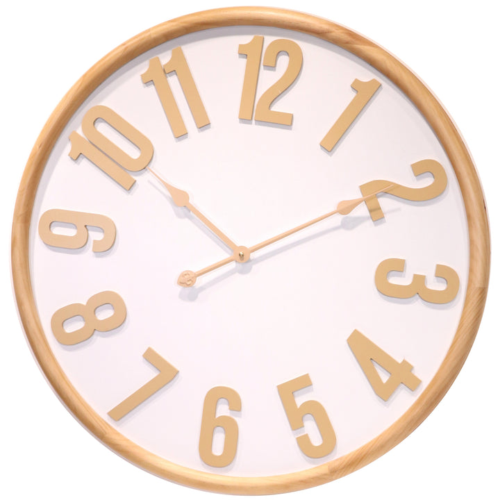 Koda Living Brightwood Oversized Solid Wood Wall Clock White 68cm KC5517 1