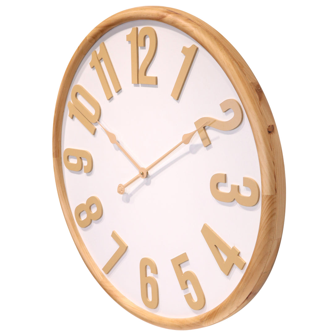 Koda Living Brightwood Oversized Solid Wood Wall Clock White 68cm KC5517 3