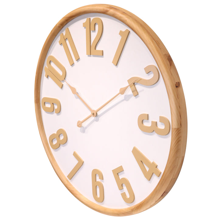 Koda Living Brightwood Oversized Solid Wood Wall Clock White 68cm KC5517 3