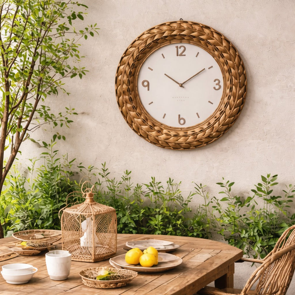 Koda Living Harbour Weave Rattan Bamboo Wall Clock 60cm KG4109 2