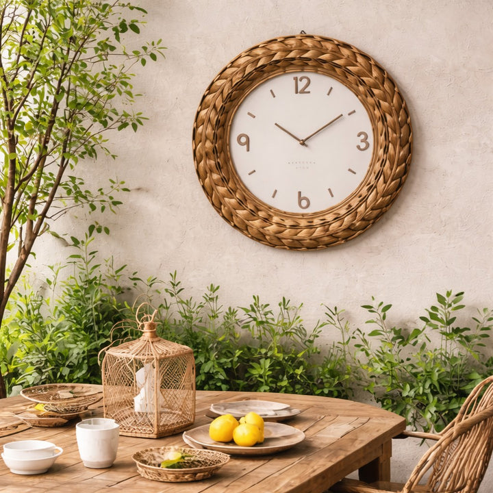 Koda Living Harbour Weave Rattan Bamboo Wall Clock 60cm KG4109 2