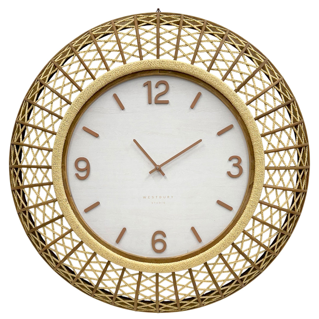 Koda Living Lattice Weave Rattan Bamboo Wall Clock 80cm KG4111 1