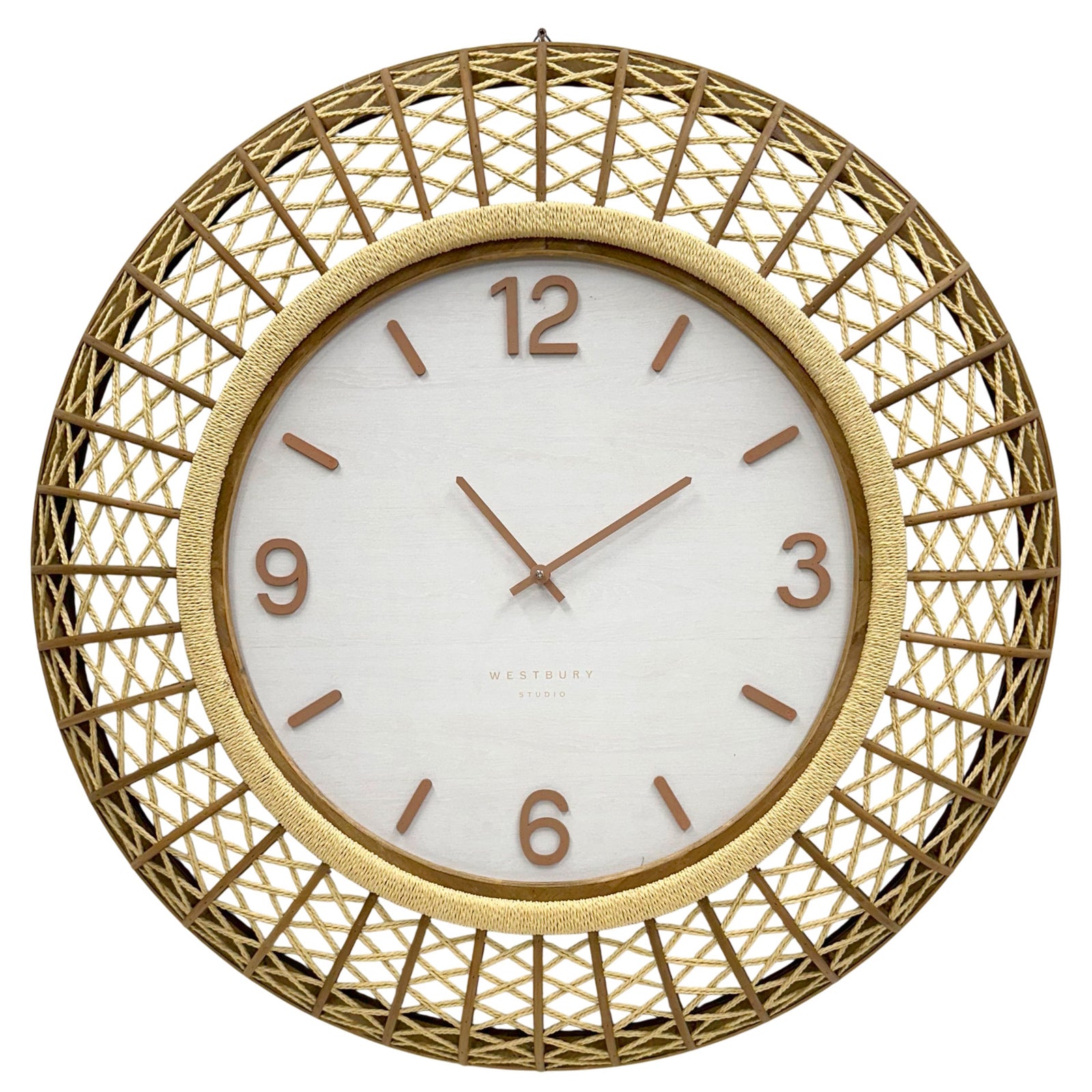 Koda Living Lattice Weave Rattan Bamboo Wall Clock 80cm KG4111 1