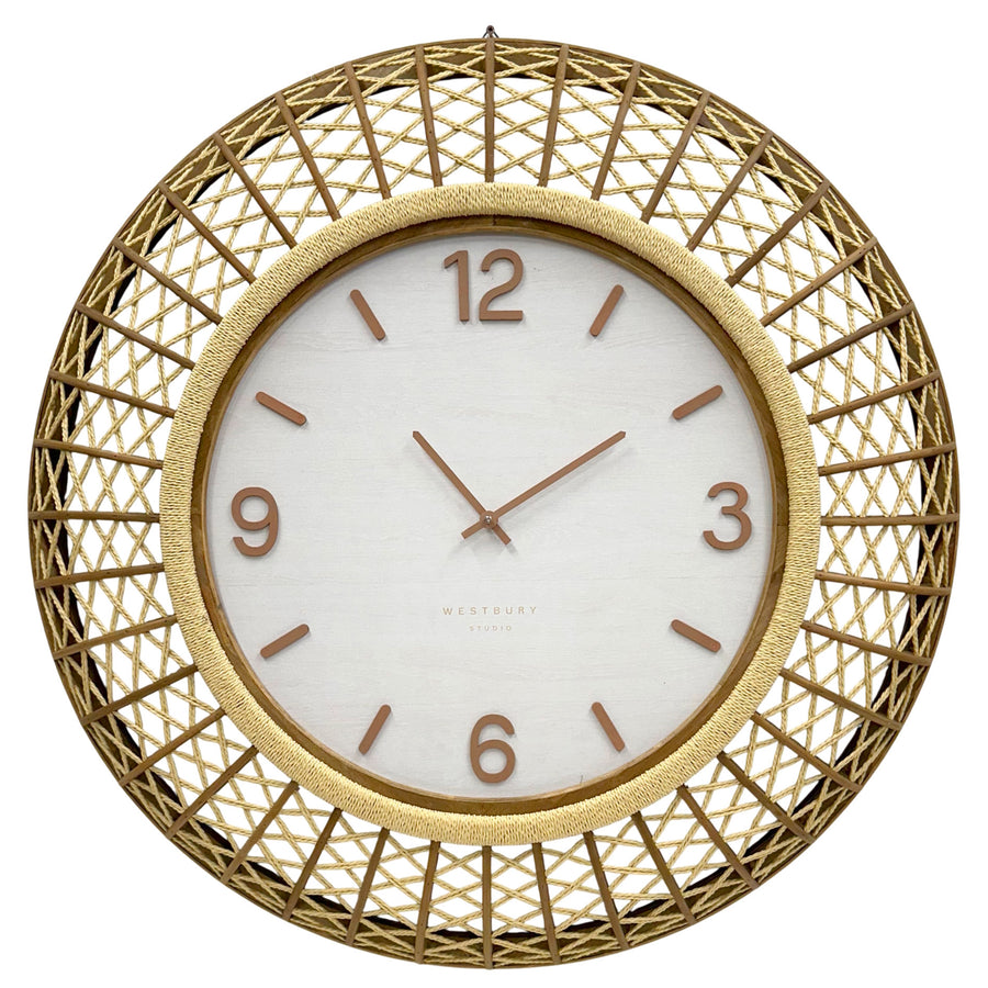 Koda Living Lattice Weave Rattan Bamboo Wall Clock 80cm KG4111 1