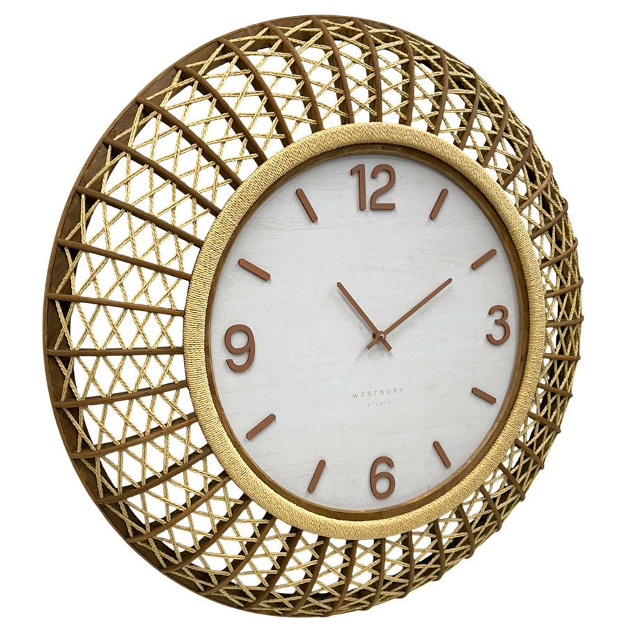 Koda Living Lattice Weave Rattan Bamboo Wall Clock 80cm KG4111 3