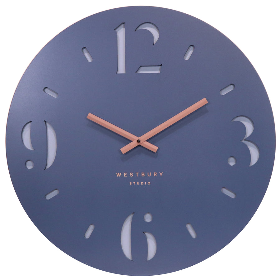 Koda Living Midnight Essence Debossed Wood Wall Clock Blue 50cm KC5512-B 1
