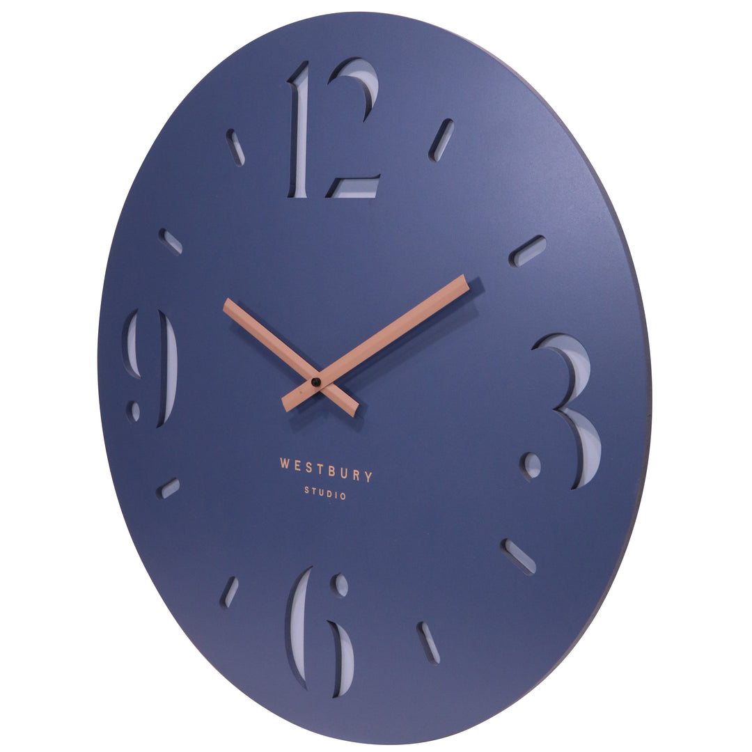 Koda Living Midnight Essence Debossed Wood Wall Clock Blue 50cm KC5512-B 3