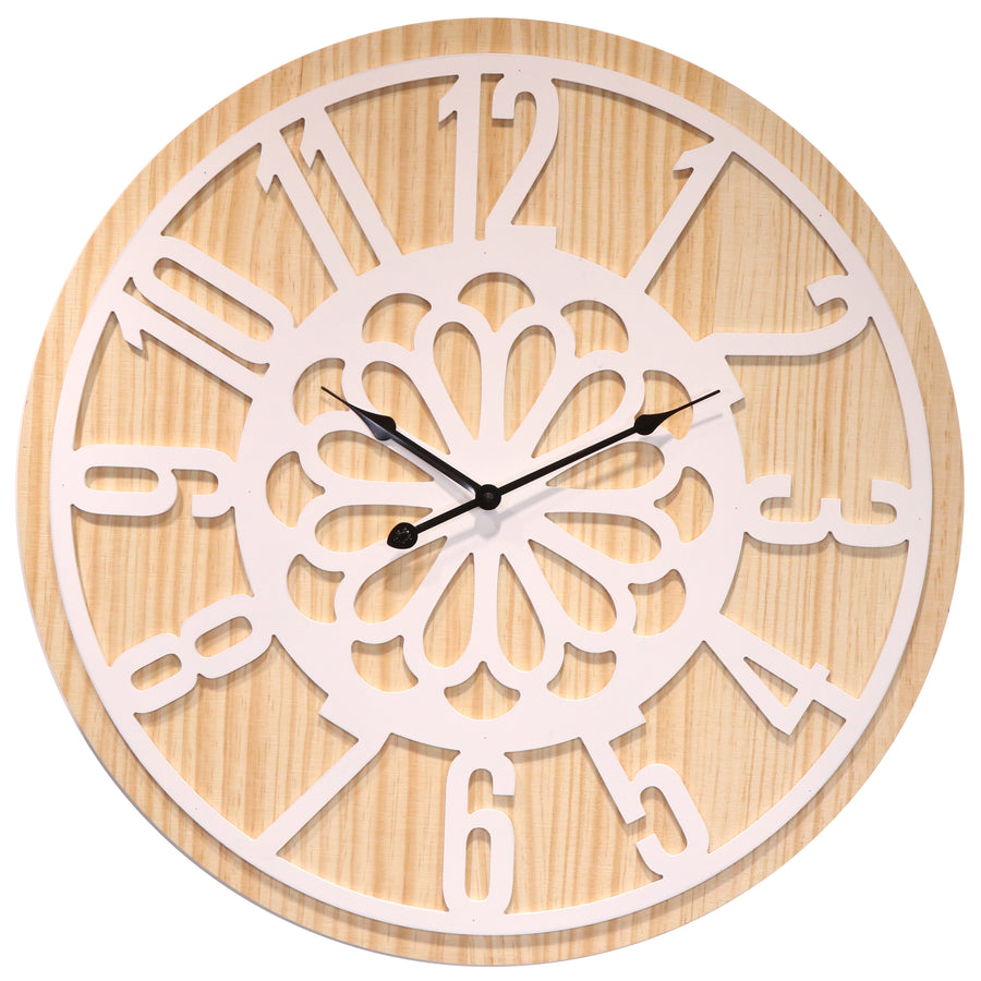 Koda Living Natural Elegance Mandala Cut Out Wood Wall Clock White Natural 60cm KC5514 1