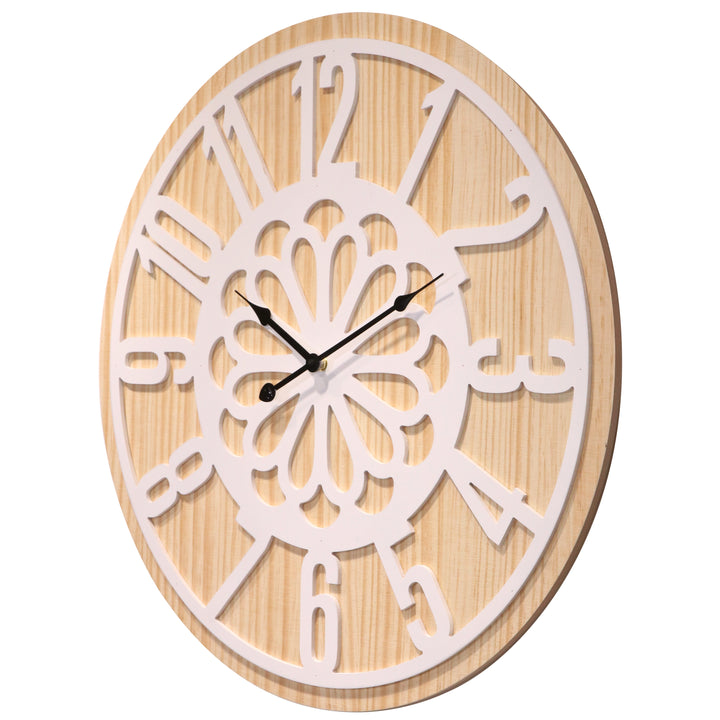 Koda Living Natural Elegance Mandala Cut Out Wood Wall Clock White Natural 60cm KC5514 3