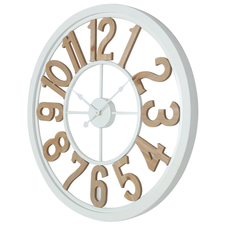 Koda Living Nordic Frame Open Skeleton Metal Wood Wall Clock White 60cm KC5518 3