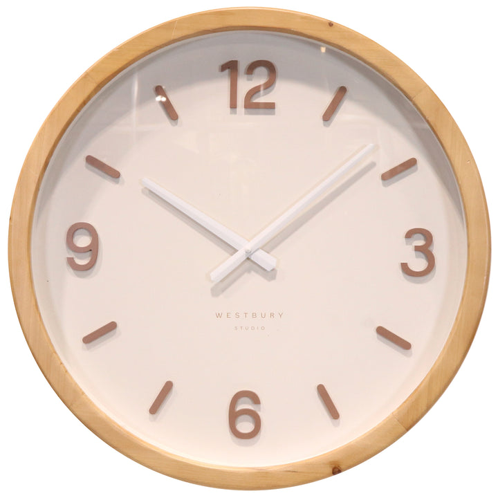 Koda Living Oak Harmony Wood Frame Glass Wall Clock White 50cm KC5513 1