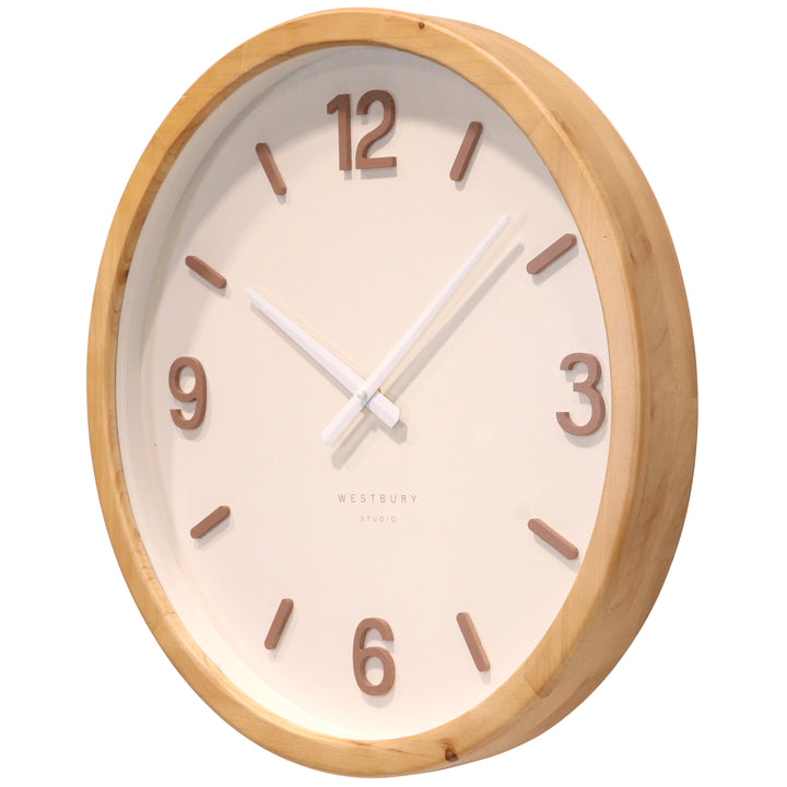 Koda Living Oak Harmony Wood Frame Glass Wall Clock White 50cm KC5513 3