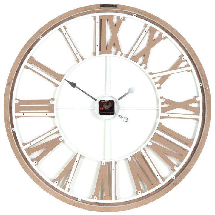 Koda Living Open Roman Serenity Skeleton Metal Wood Wall Clock White 80cm KC5519 4