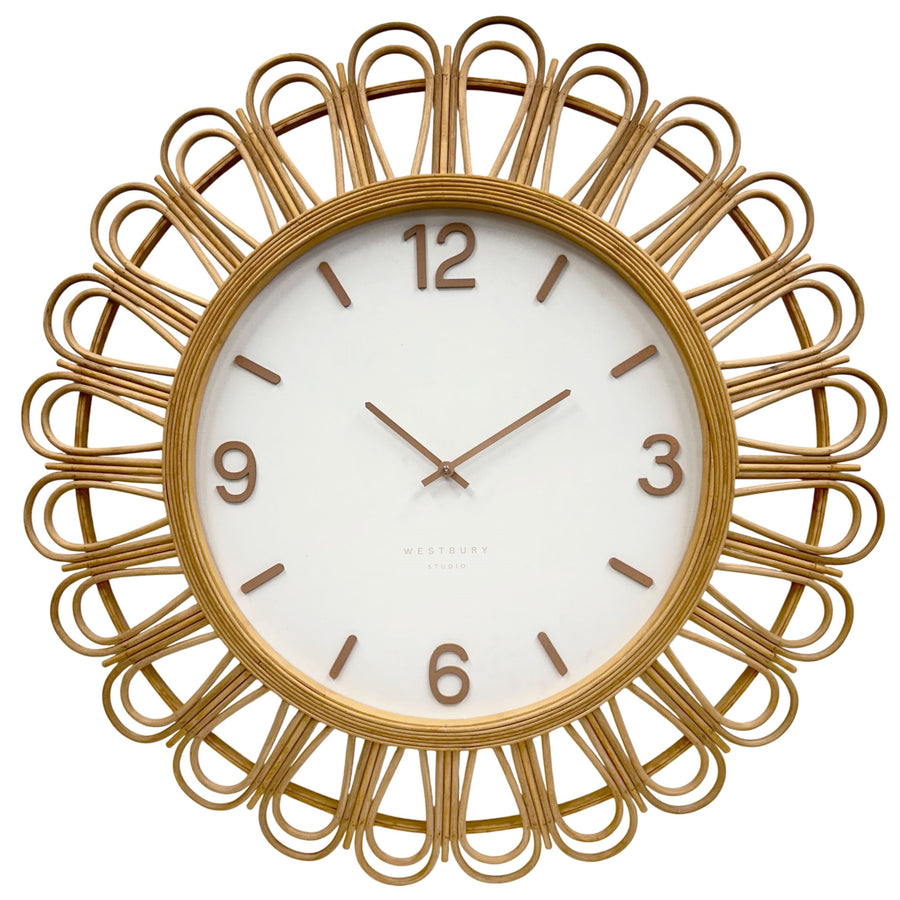 Koda Living Sunbeam Rattan Bamboo Sunburst Wall Clock 80cm KG4110 1