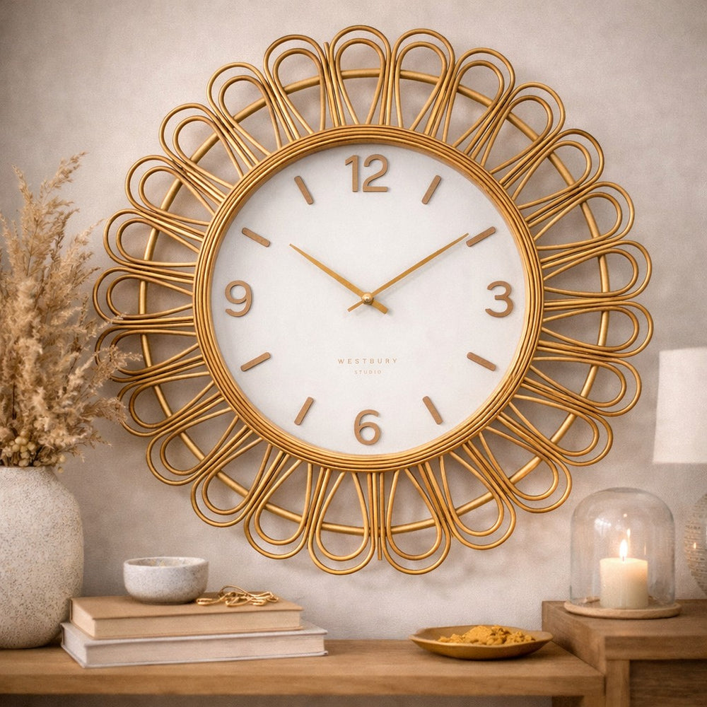 Koda Living Sunbeam Rattan Bamboo Sunburst Wall Clock 80cm KG4110 2