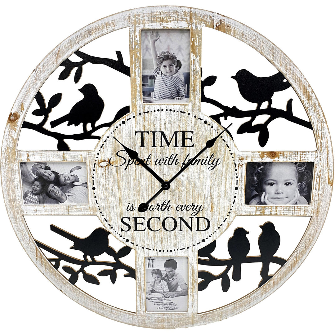 Telecom Clock Family Buy Time With Family Wood Photo Frame Wall Clock 60cm Online – Oh Clocks