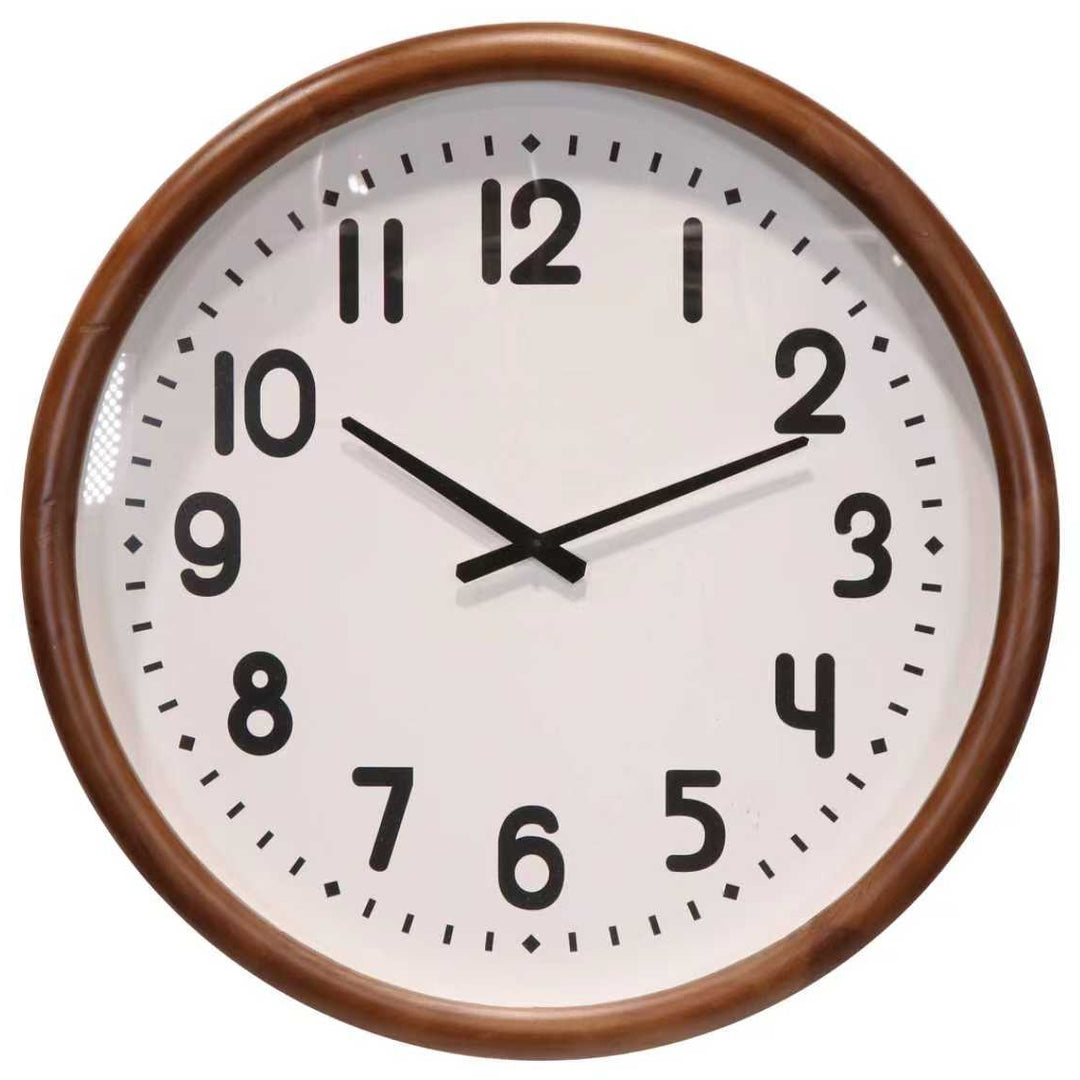 Koda Living Walnut Frame Classic Solid Wood Glass Wall Clock 60cm KC5520 1