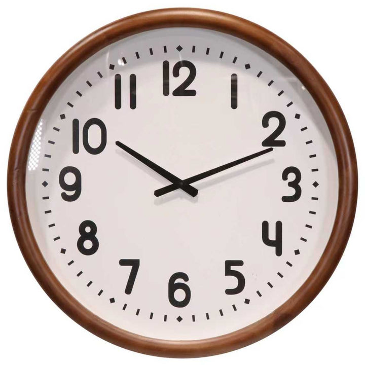 Koda Living Walnut Frame Classic Solid Wood Glass Wall Clock 60cm KC5520 1