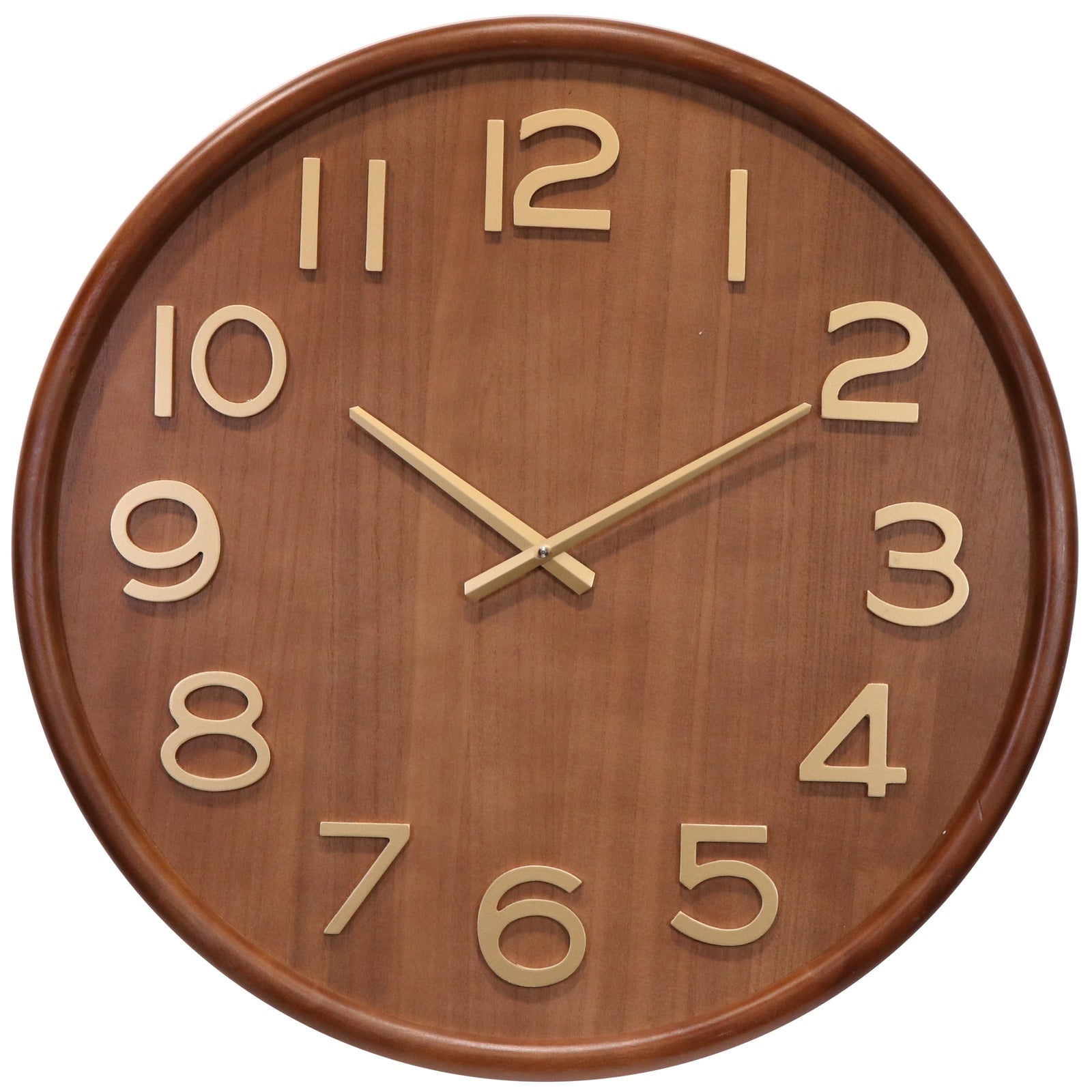 Koda Living Walnut Glow Pine Wood Bold Numerals Wall Clock 60cm KC5516 1