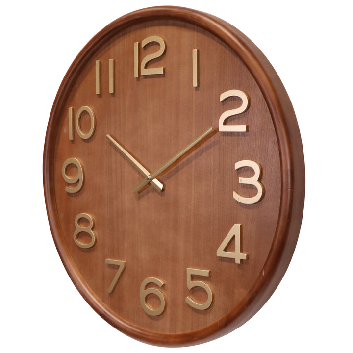 Koda Living Walnut Glow Pine Wood Bold Numerals Wall Clock 60cm KC5516 3