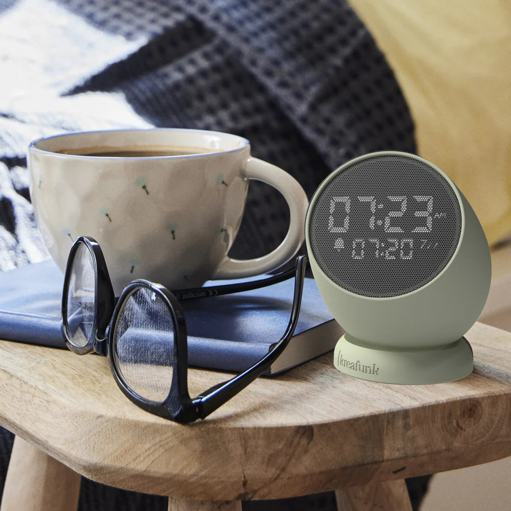 Kreafunk Bell Wireless Flip To Snooze Alarm Clock Dusty Olive 9cm KFYI08 3