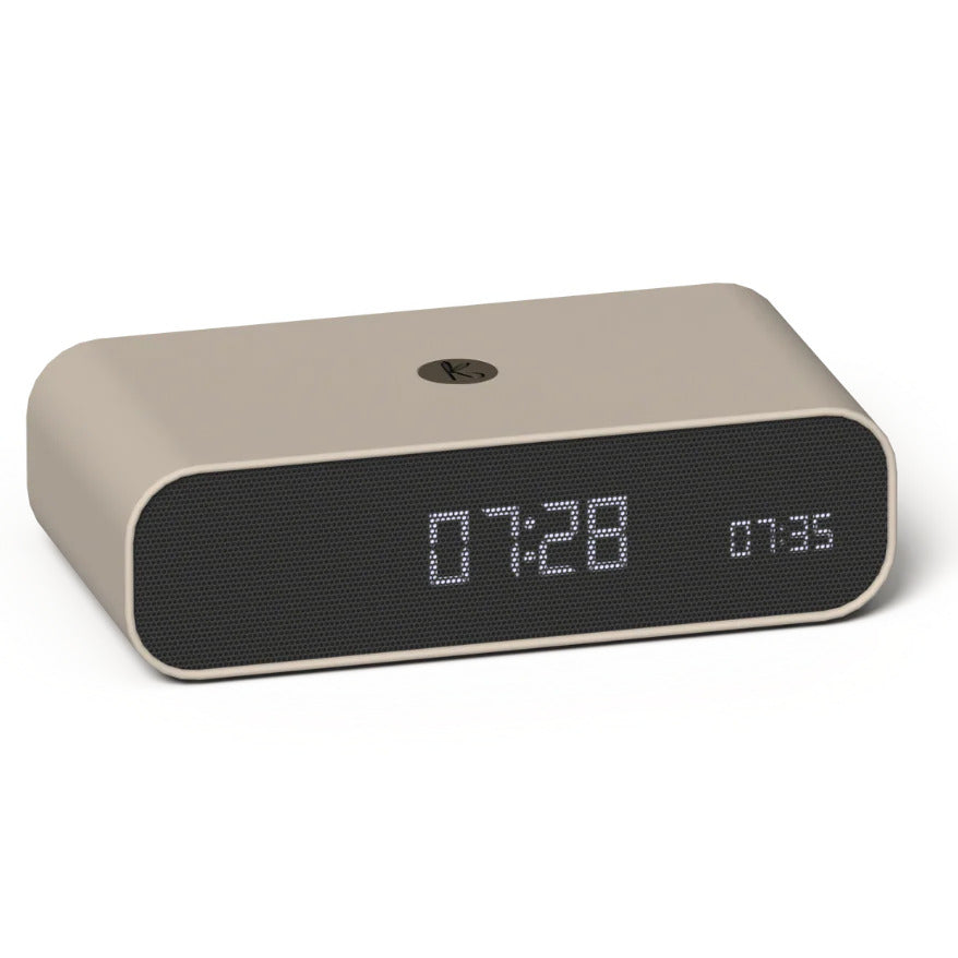 Kreafunk Wakie Qi Charging BT Speaker Alarm Clock Ivory Sand 16cm KFKE199 1