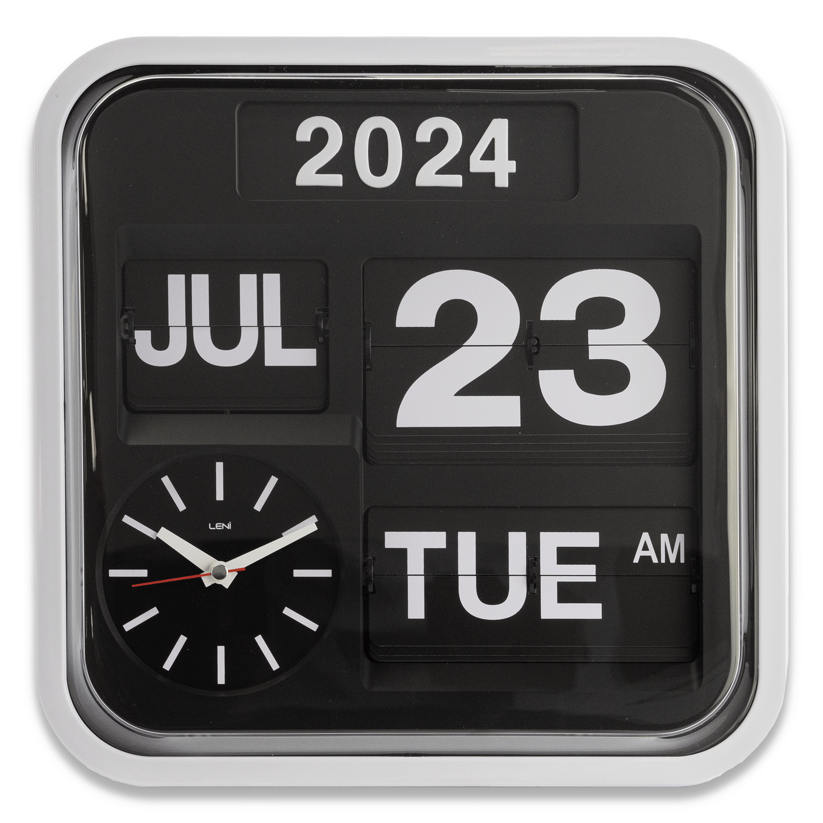 Leni Analogue with Flip Bankers Calendar Wall Clock Black 32cm 140640 1 #size_32cm