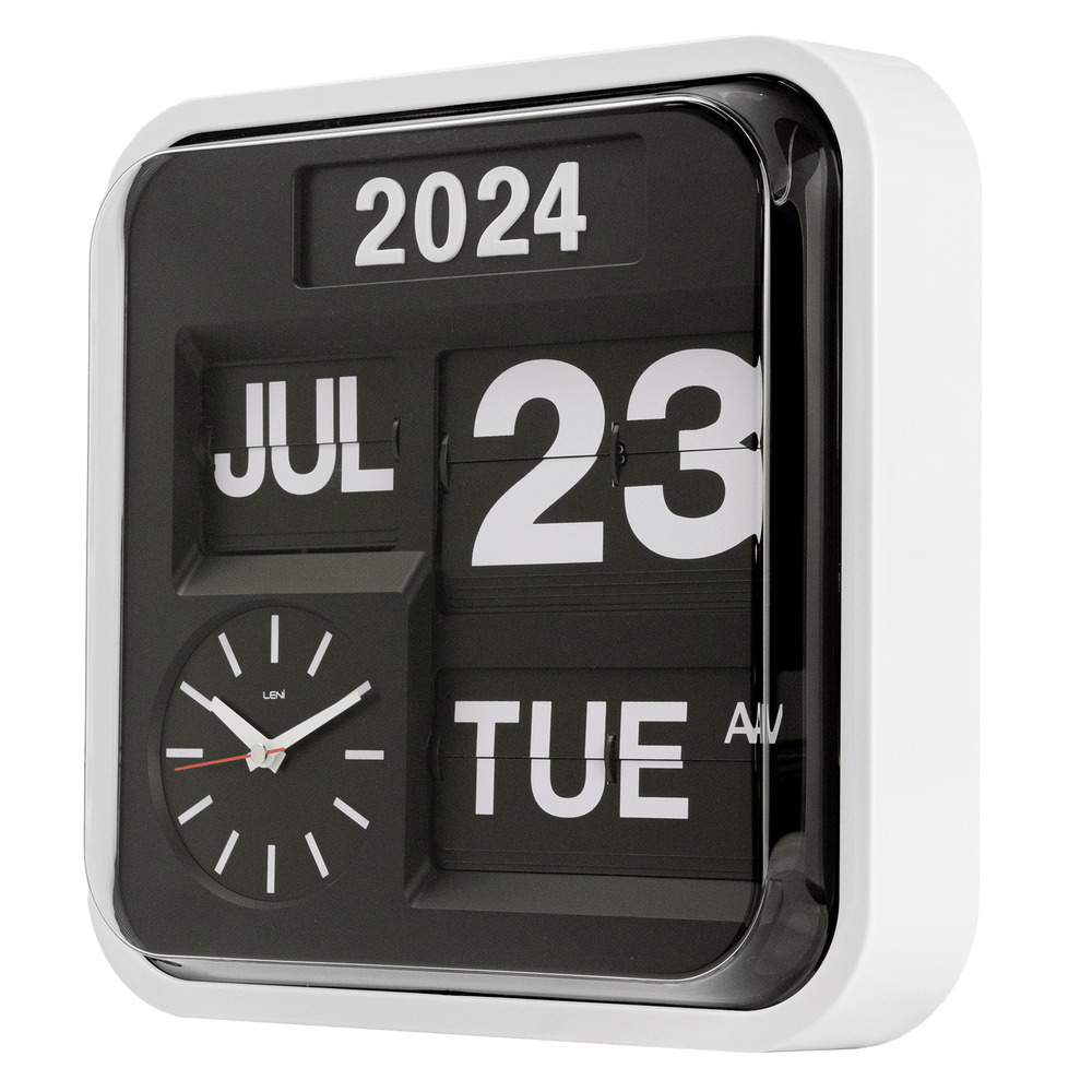 Leni Analogue with Flip Bankers Calendar Wall Clock Black 32cm 140640 3 #size_32cm