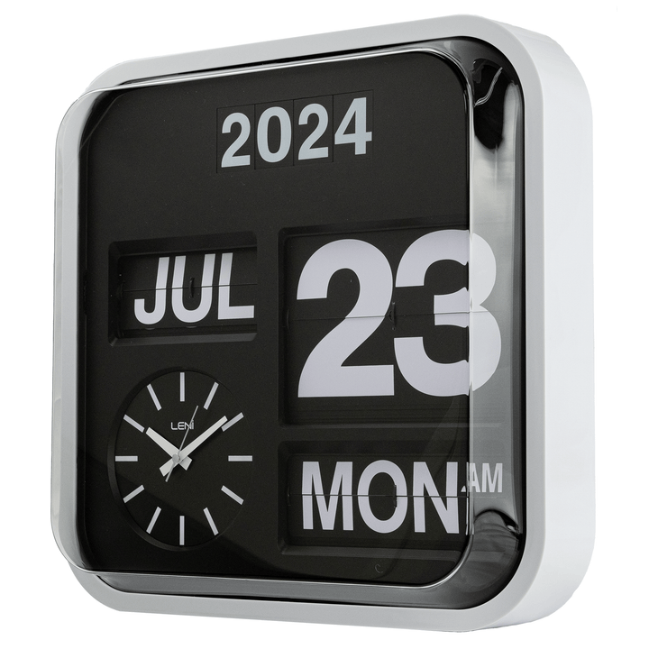 Leni Analogue with Flip Bankers Calendar Wall Clock Black 43cm 140630 3 #size_43cm