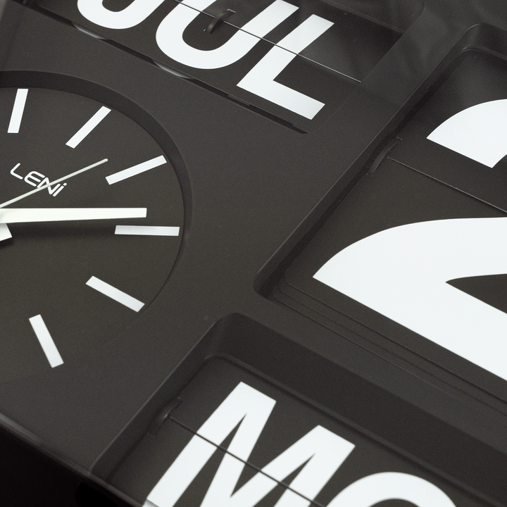 Leni Analogue with Flip Bankers Calendar Wall Clock Black 43cm 140630 4 #size_43cm