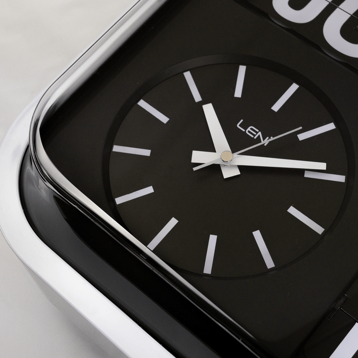 Leni Analogue with Flip Bankers Calendar Wall Clock Black 43cm 140630 5 #size_43cm