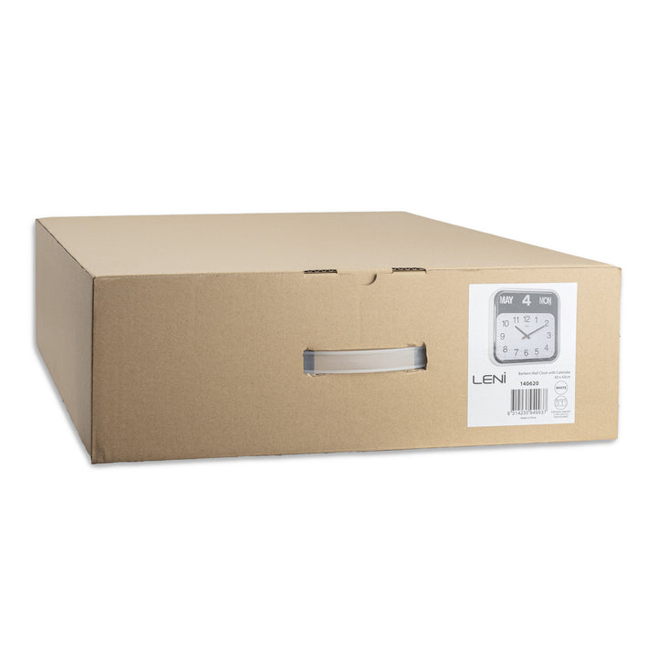 Leni Analogue with Flip Bankers Calendar Wall Clock White 43cm 140620 Box