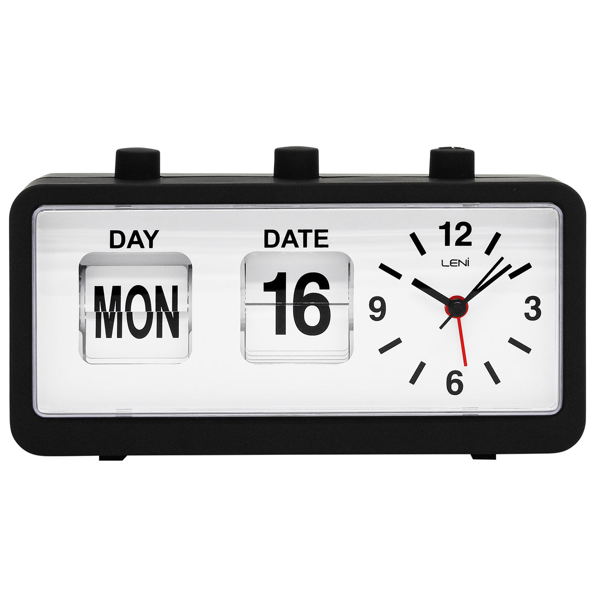 Leni Flipper Retro Manual Day Date Alarm Clock Black 20cm 64920BLA 1