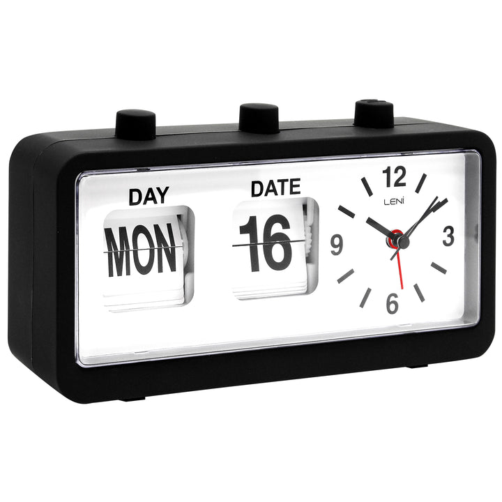 Leni Flipper Retro Manual Day Date Alarm Clock Black 20cm 64920BLA 3
