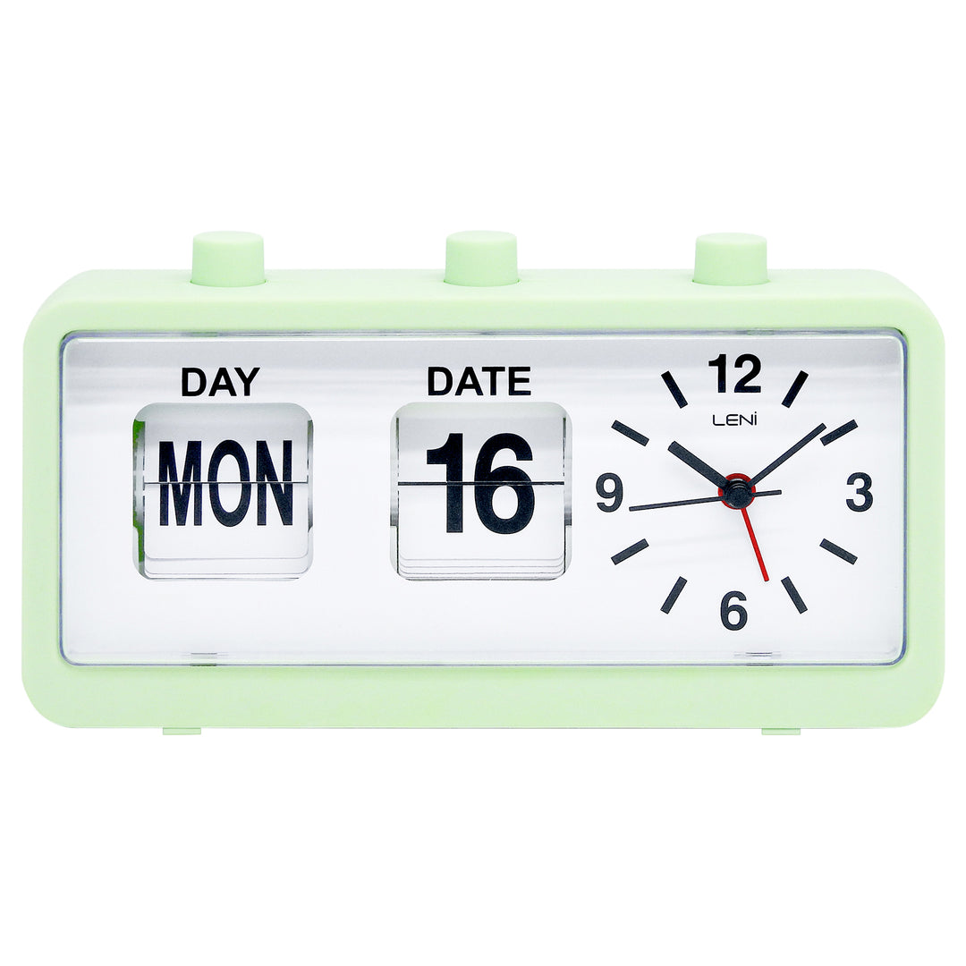 Leni Flipper Retro Manual Day Date Alarm Clock Mint 20cm 64920MIN 1