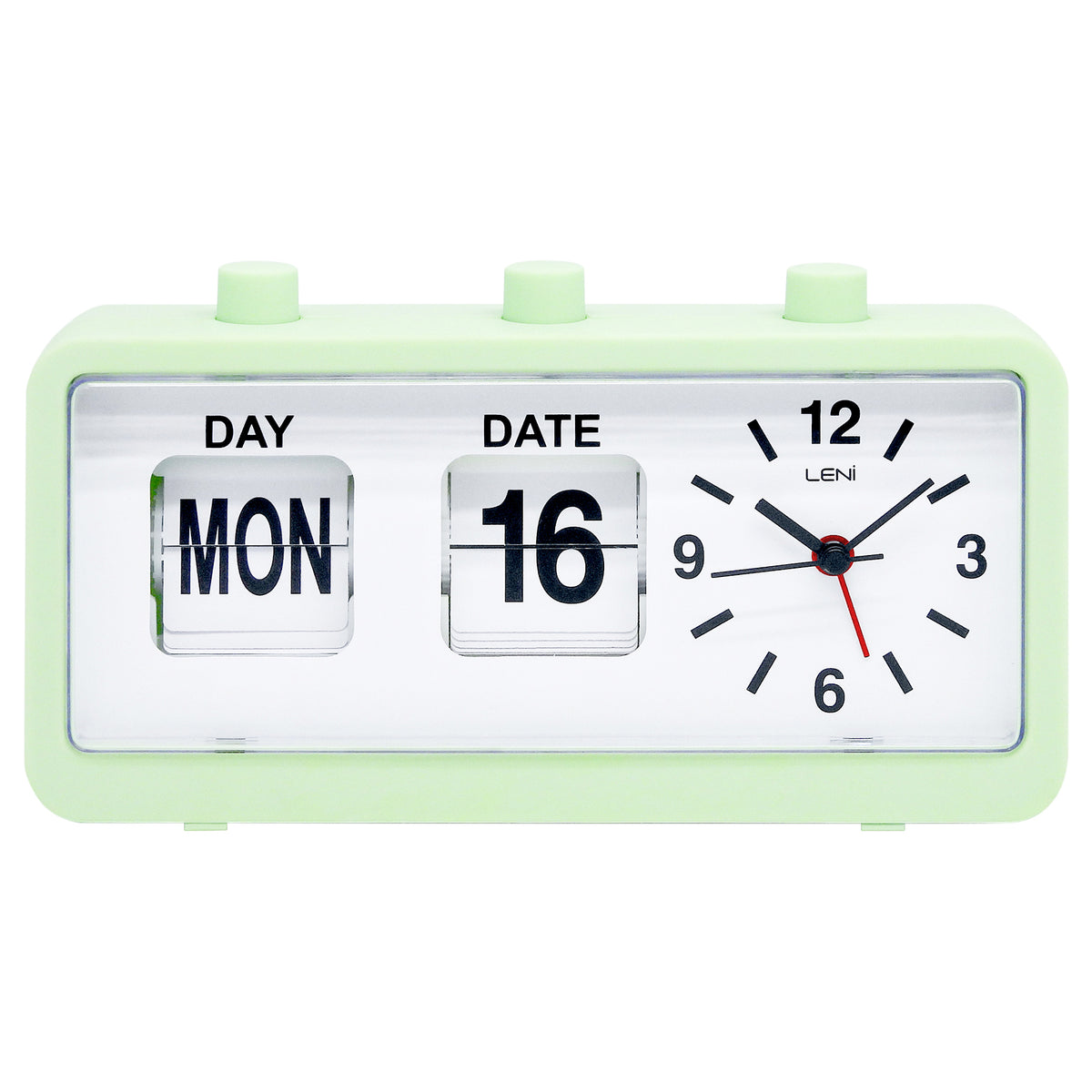 Leni Flipper Retro Manual Day Date Alarm Clock Mint 20cm 64920MIN 1