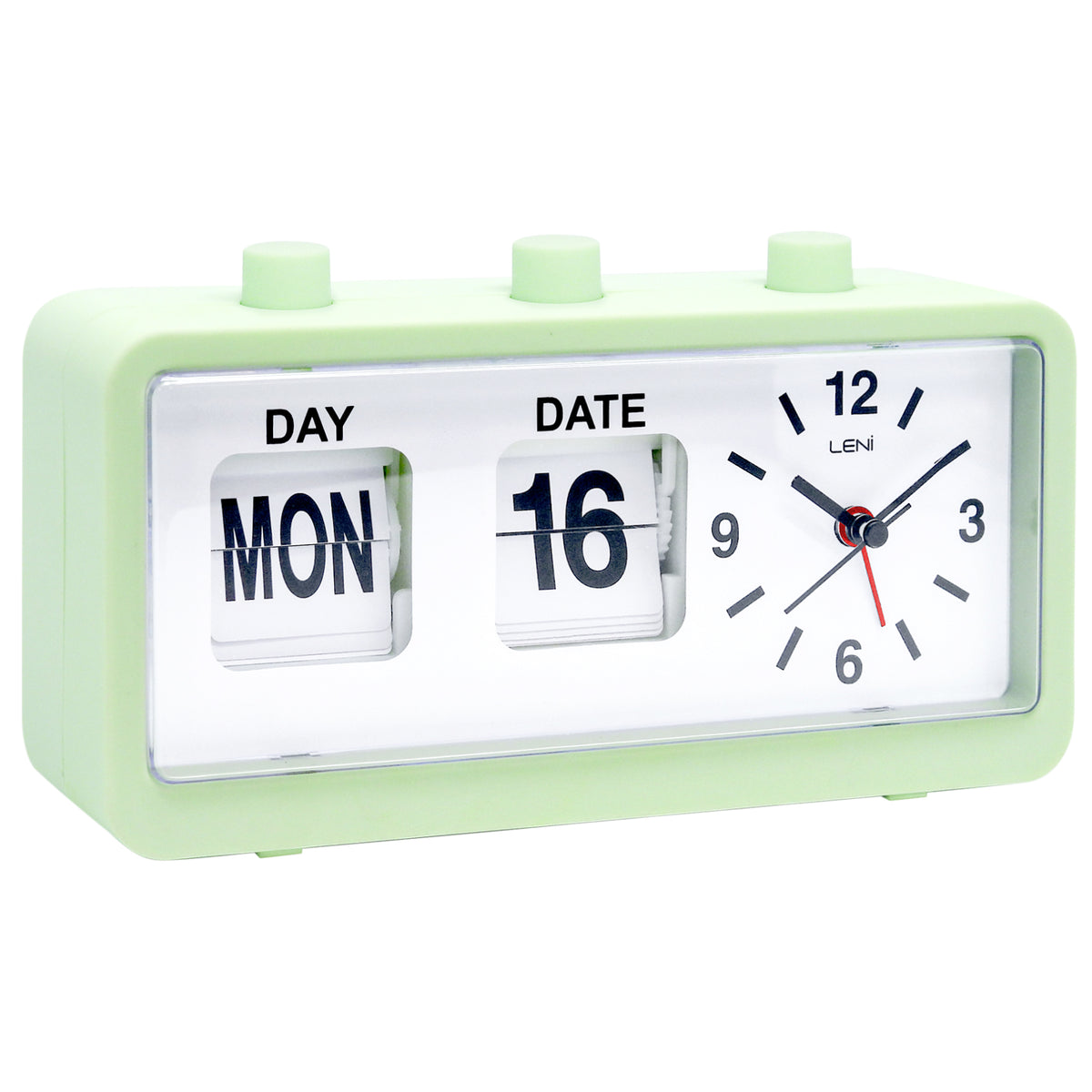 Leni Flipper Retro Manual Day Date Alarm Clock Mint 20cm 64920MIN 3