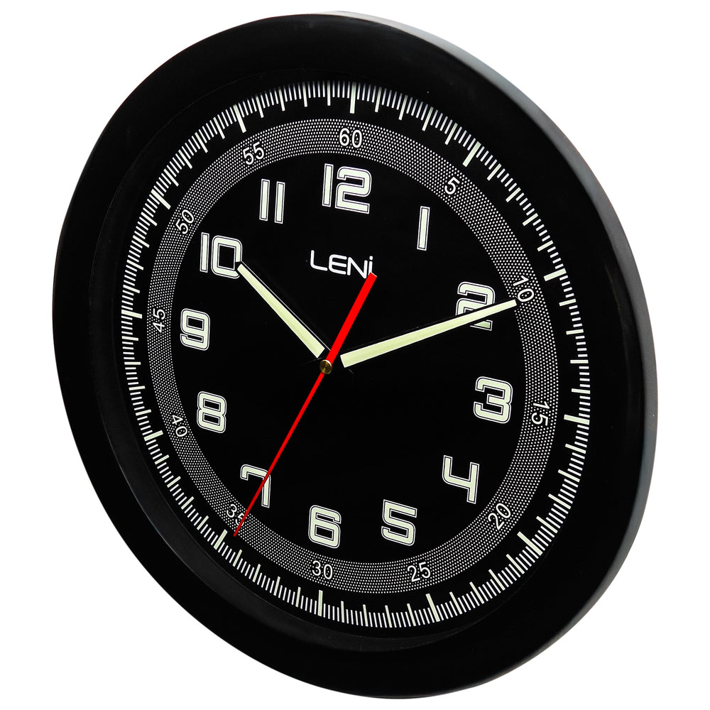 Leni Luminous Wall Clock Black 33cm 62026BLA 2