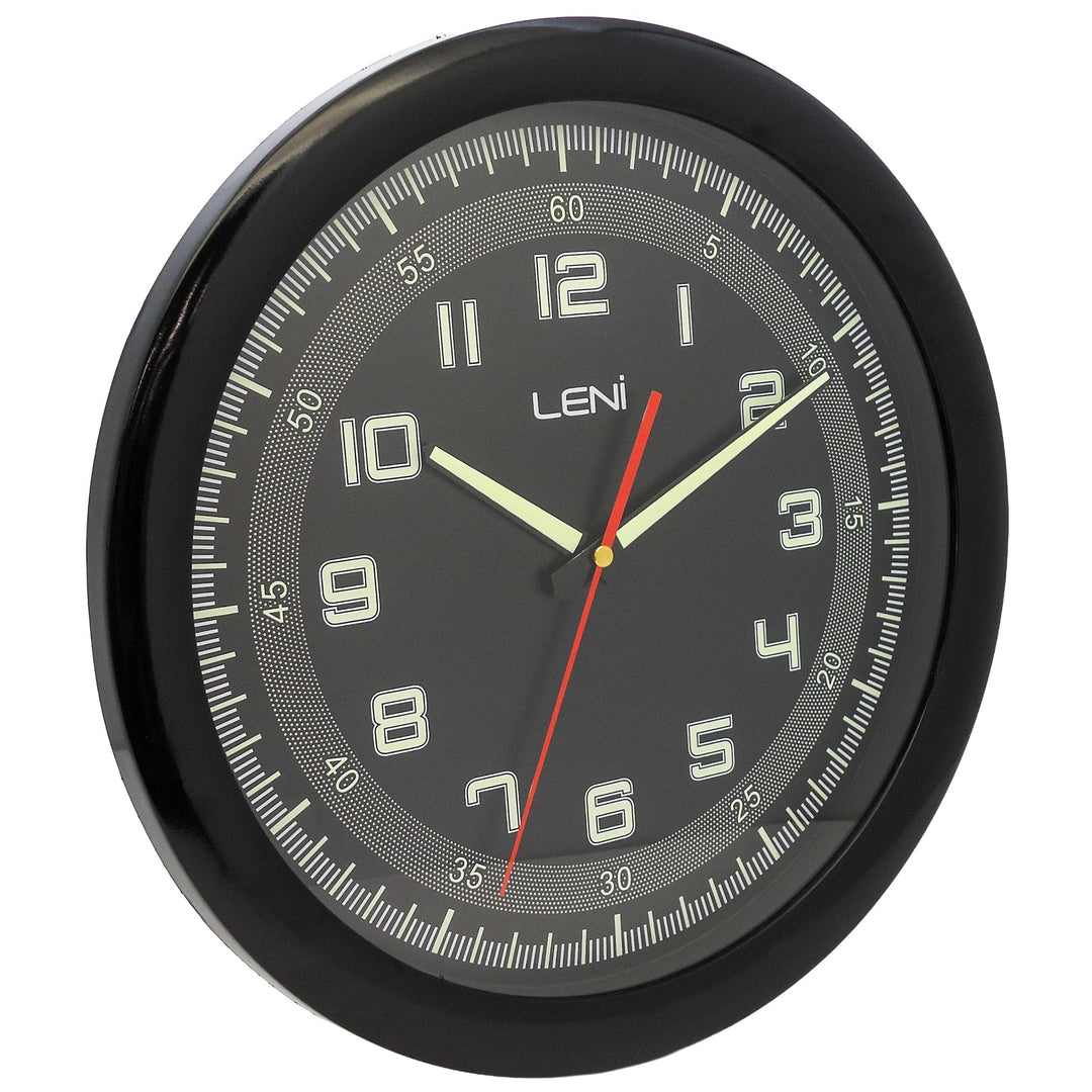 Leni Luminous Wall Clock Black 33cm 62026BLA 3