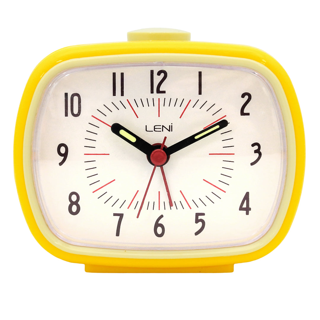 Leni Retro Alarm Clock Lemon Yellow 11cm 62020LEM 1