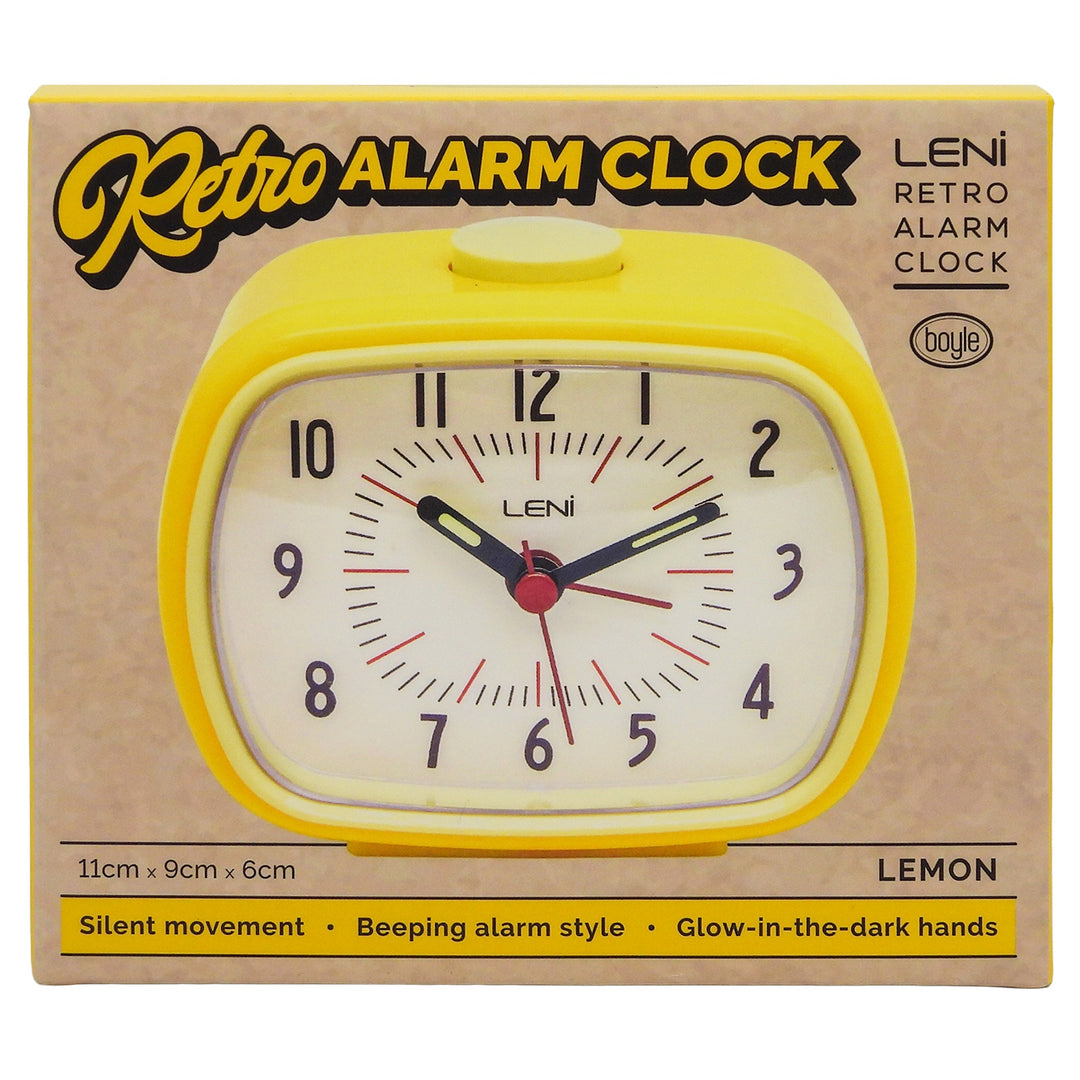 Leni Retro Alarm Clock Lemon Yellow 11cm 62020LEM 6