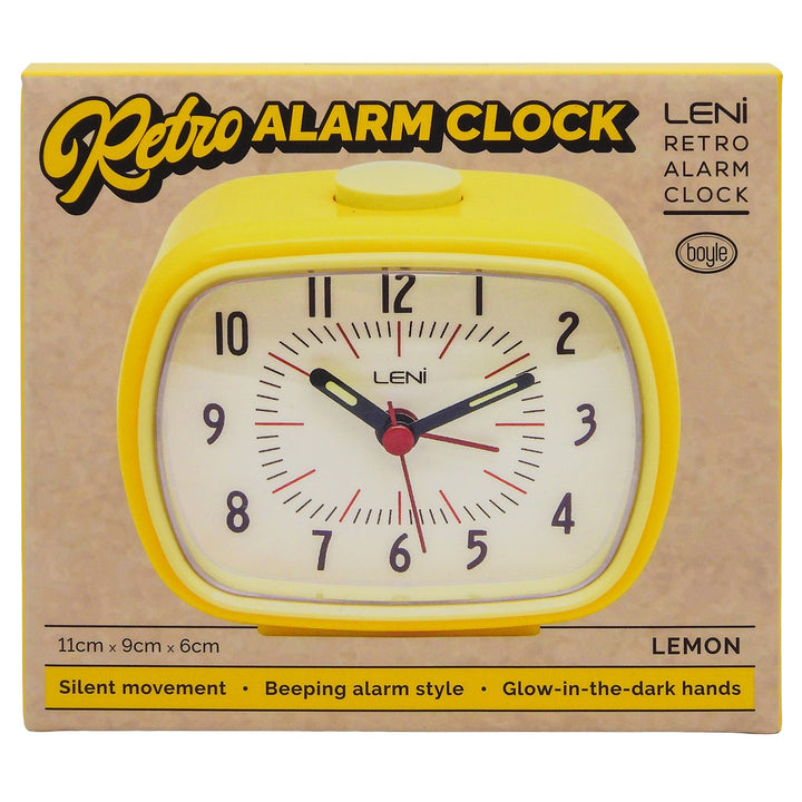Leni Retro Alarm Clock Lemon Yellow 11cm 62020LEM 6