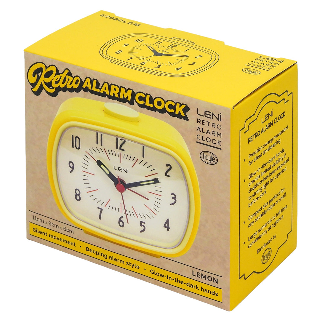 Leni Retro Alarm Clock Lemon Yellow 11cm 62020LEM 7