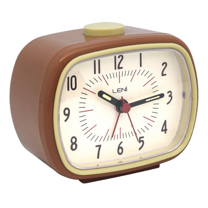Leni Retro Alarm Clock Mocha Brown 11cm 62020MOC 3