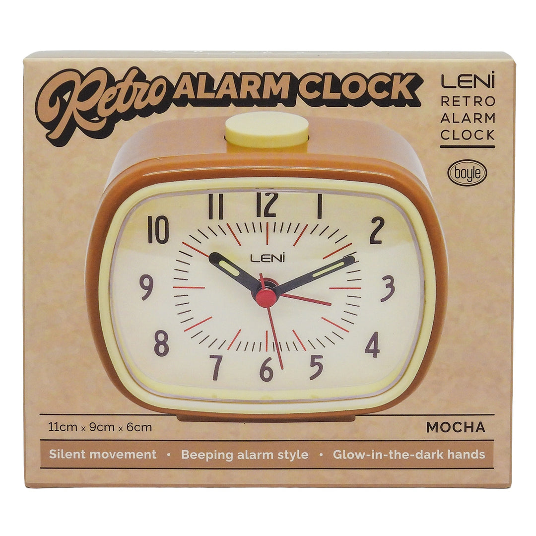 Leni Retro Alarm Clock Mocha Brown 11cm 62020MOC 6