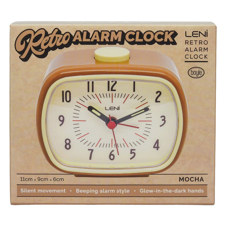 Leni Retro Alarm Clock Mocha Brown 11cm 62020MOC 6