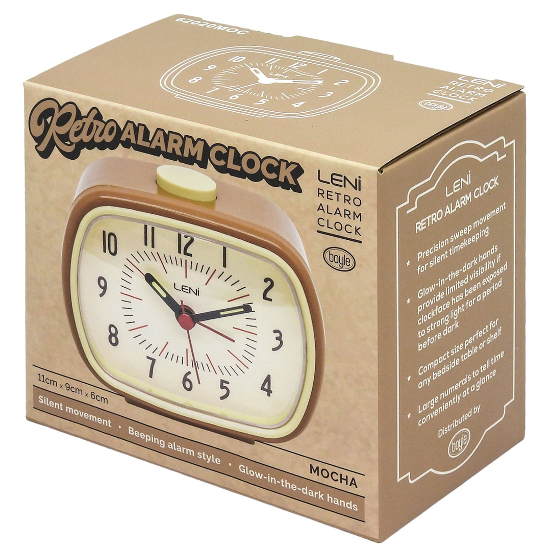Leni Retro Alarm Clock Mocha Brown 11cm 62020MOC 7
