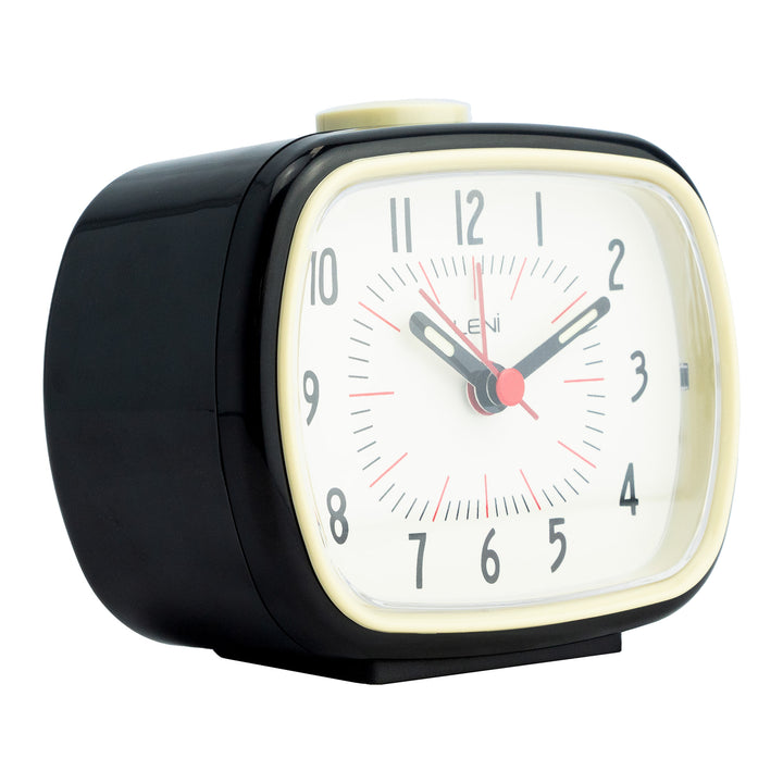 Leni Retro Square Alarm Clock Black 11cm 62020BLA 3